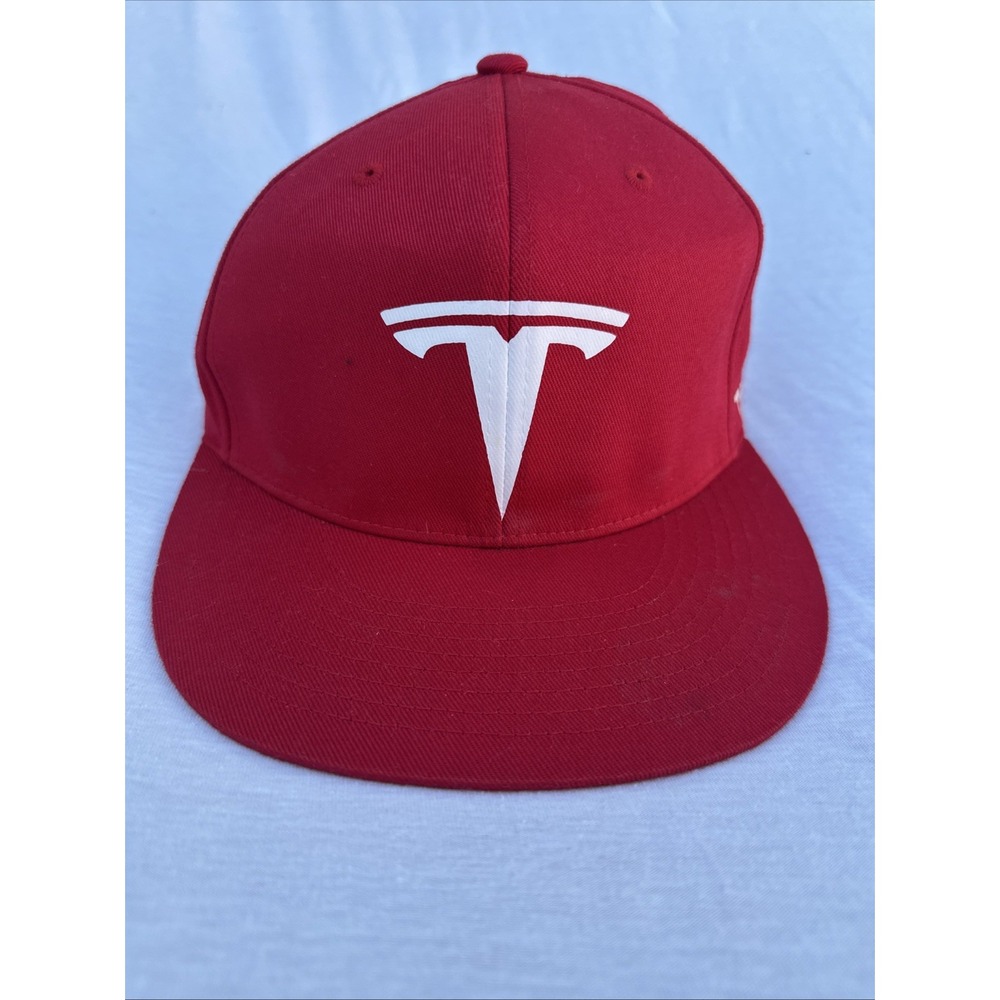 Tesla‎ Hat Red Baseball Cap Stretch FlexFit Adult Size Large-XL (L-XL)